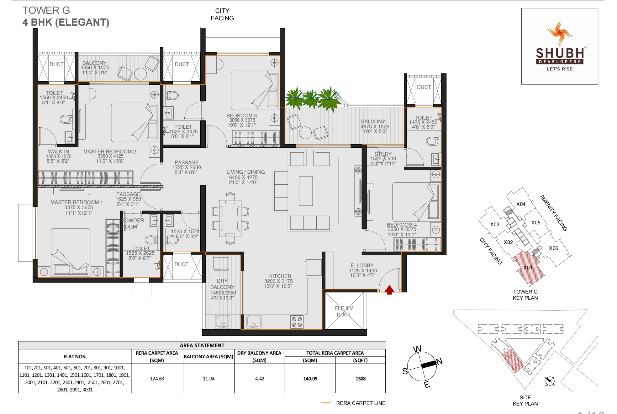 4 BHK 1512 to 1562 sqft floor plan