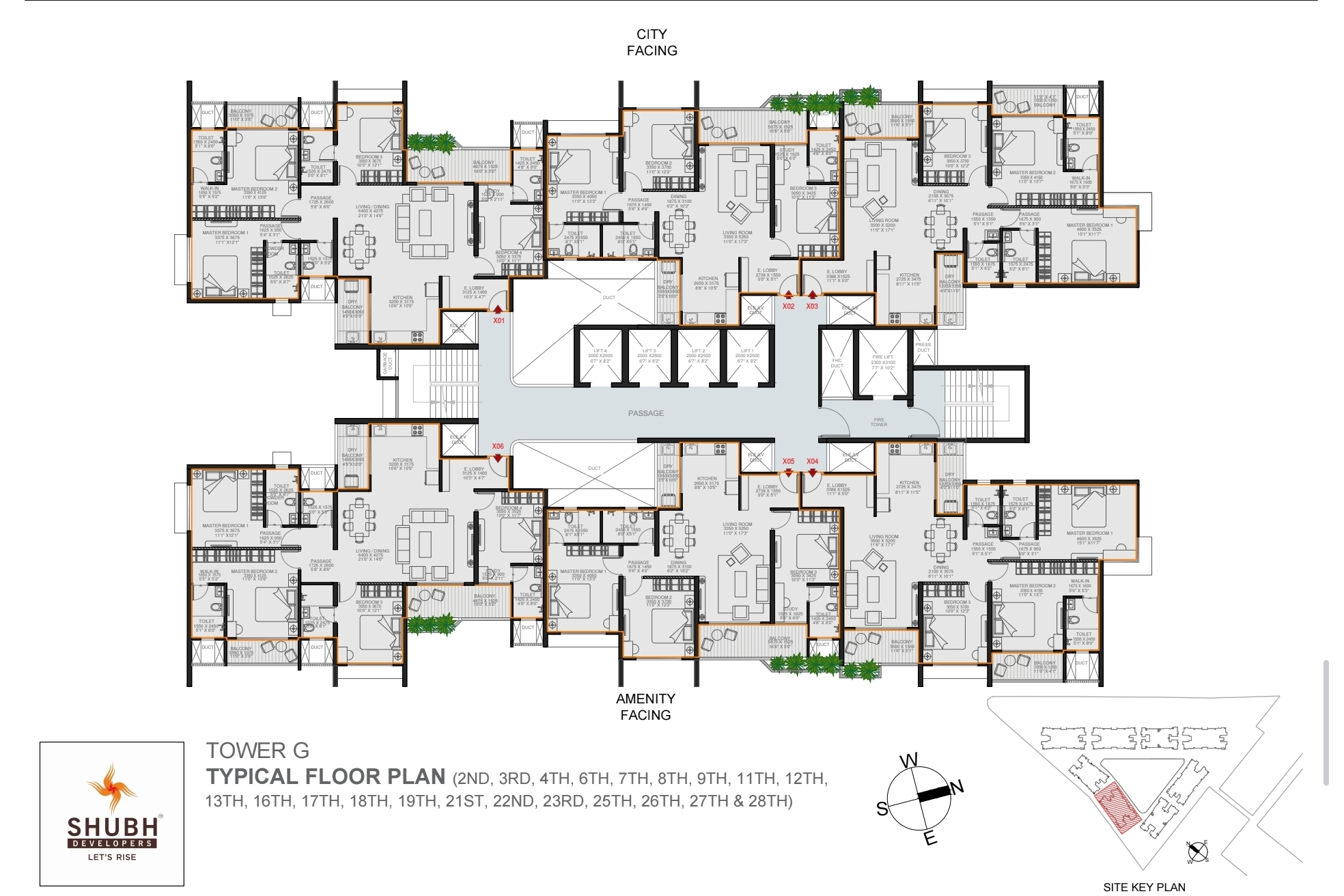 Tower wise floor plans